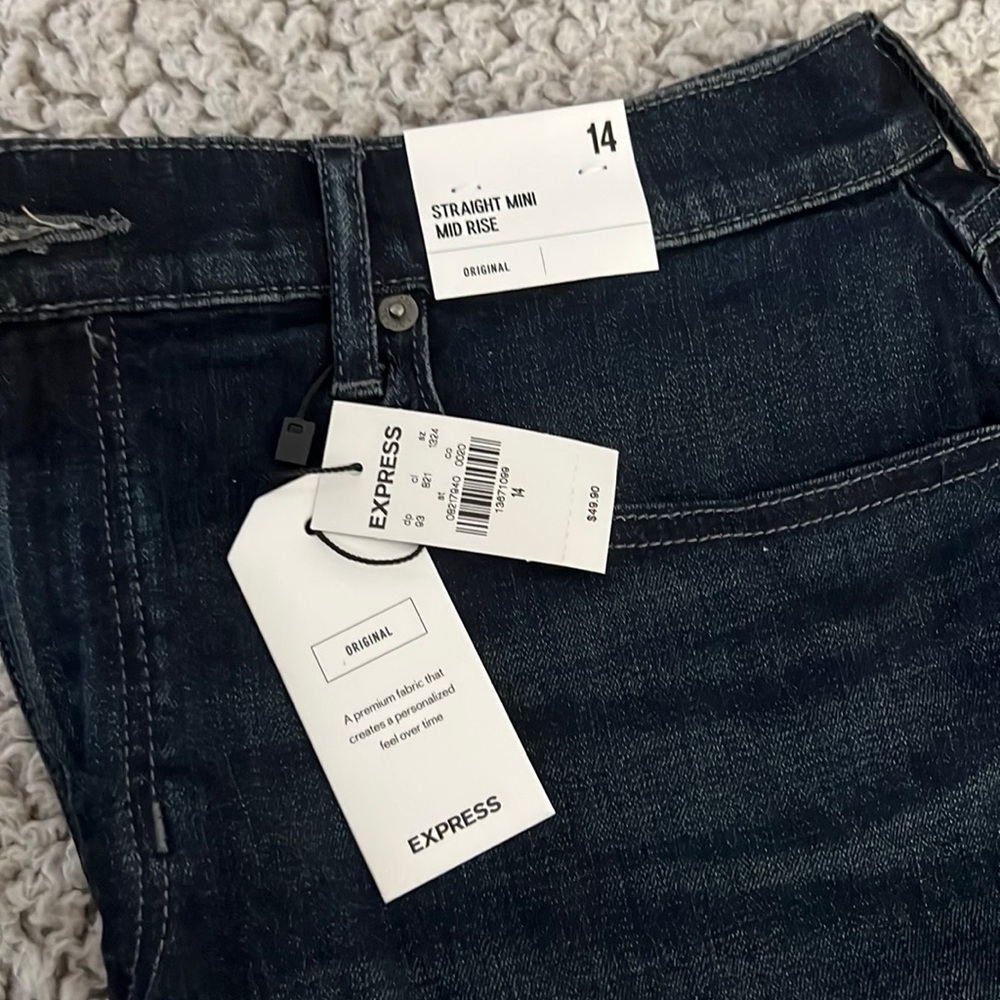 Express Straight Mini Skirt Mid Rise Denim 14